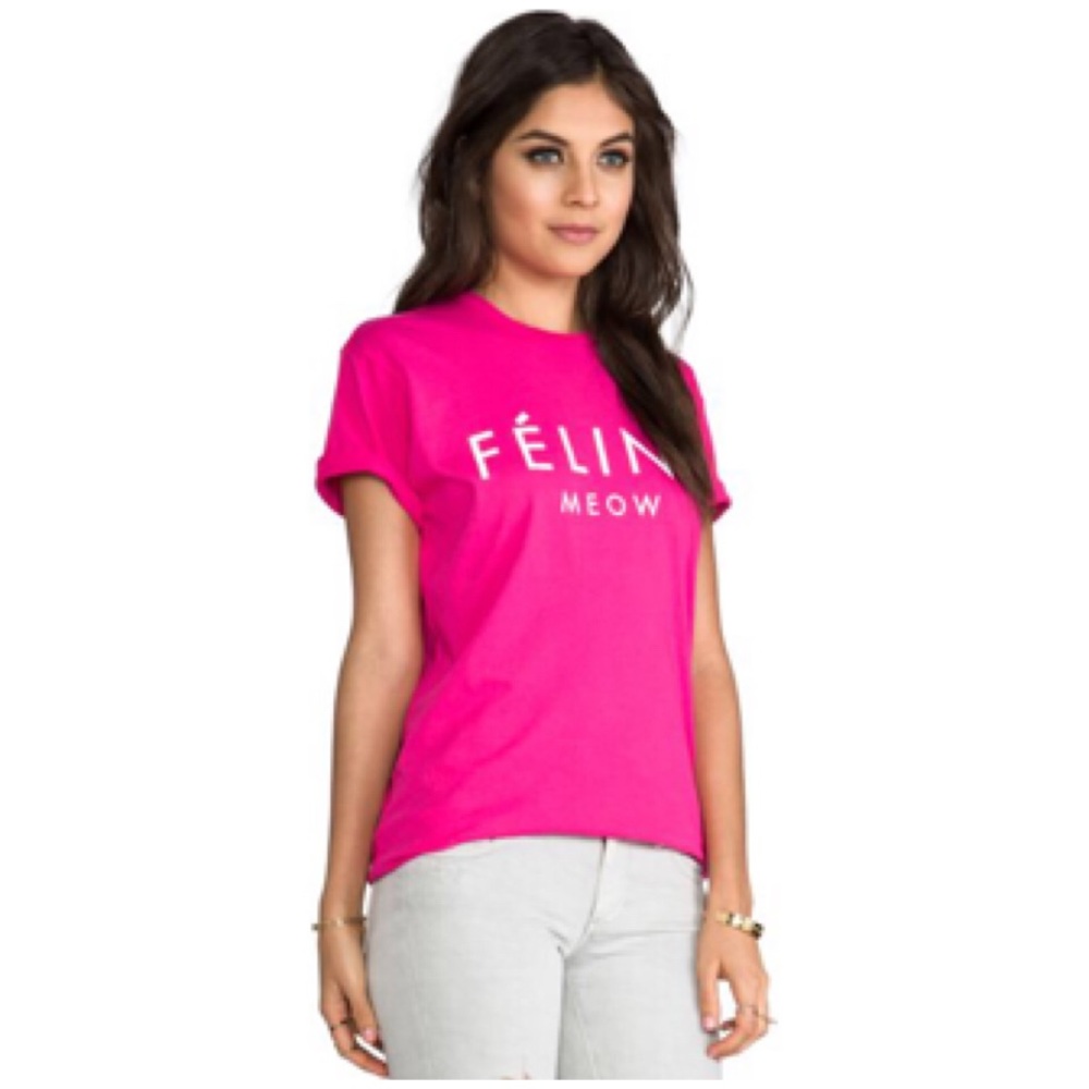 Brian Lichtenberg Feline Meow Tee in Pink & White